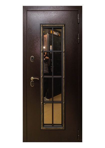 Входная дверь Англия с ковкой и стеклопакетом, внешняя часть