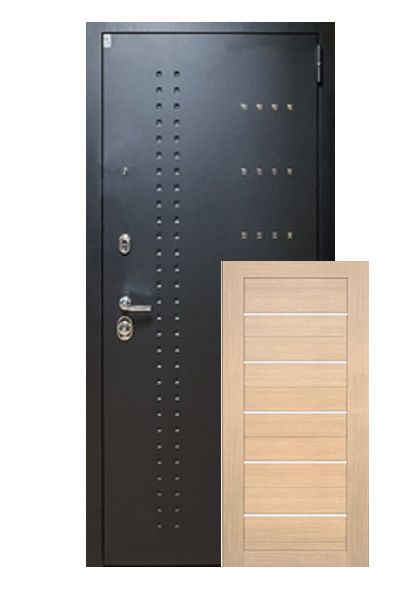 Входная остекленная дверь Легион с накладкой МДФ