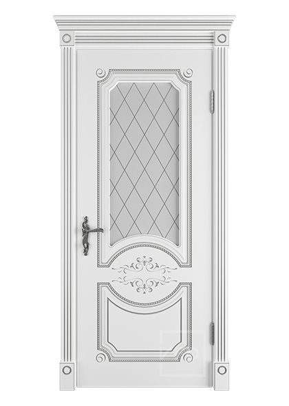 Межкомнатная остекленная дверь Милана 3D патина серебро